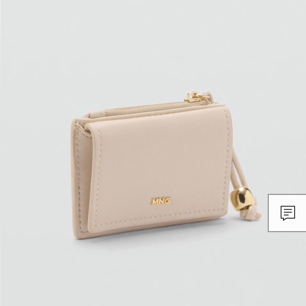 Mango Beige Mini Wallet with Gold Accent